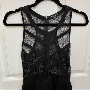 Lace top A-line black dress: size small